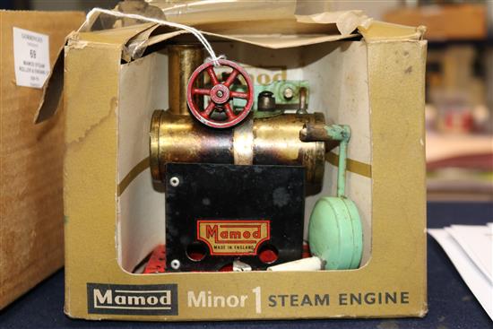 A Mamod Steam Roller SR1, with burner, scuttle & steering rod and a Mamod Minor 1